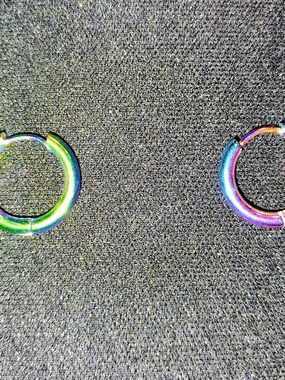 Iridescent Rainbow Hoop Earrings (Pair)